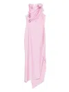 Coperni Asymmetric Flower Maxi Dress In Pink