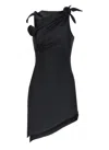 Coperni Asymmetrical Flower Mini Dress Woman Black