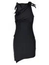 Coperni Asymmetrical Flower Mini Dress Woman Black In Black