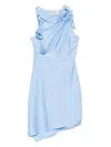 Coperni Asymmetric Mini Dress With Knotted Accents In Blue