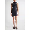 Coperni Black Asymmetric Sleeveless Mini Dress With Floral Detail And Cut-out On The Front In Tech Fabric St In Black