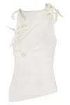 Coperni Asymmetric Rosette-detailed Satin Top