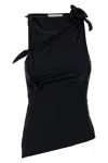 Coperni Black Asymmetric Sleeveless Top With Floral Detail And Cut-out On The Front In Black