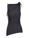 Coperni Asymmetric Stretch Jersey Top In Black