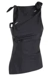 Coperni Asymmetric Stretch Jersey Top In Blk Black