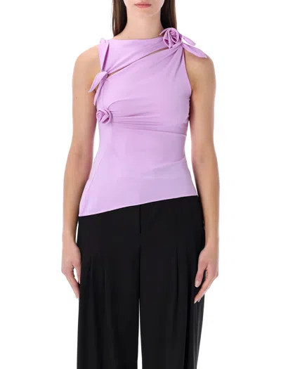 Coperni Asymmetric Flower Top In Purple