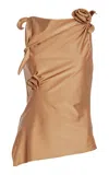Coperni Asymmetric Flower Top In Tan
