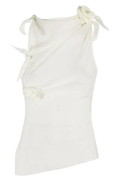 Coperni Asymmetric Flower Top In White Avorio Wht