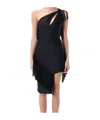 Coperni Asymmetric Fringed Mini Dress In Black