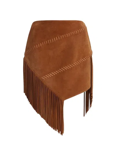 Coperni Suede Asymmetric Skirt In Brown