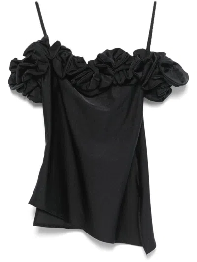 Coperni Asymmetric Hem Top With Off-shoulder Design In Black