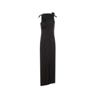 Coperni Asymmetric Maxi Dress With Decorative Details In Black