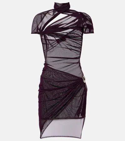 Coperni Minikleid Aus Mesh In Burgundy
