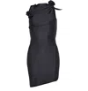 Coperni Asymmetrical Flower Mini Dress Woman Black In Black