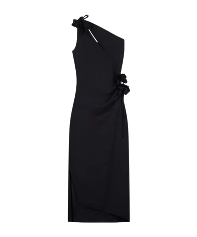 Coperni Fitted Mini Dress With Faux-flower Detailing In Black