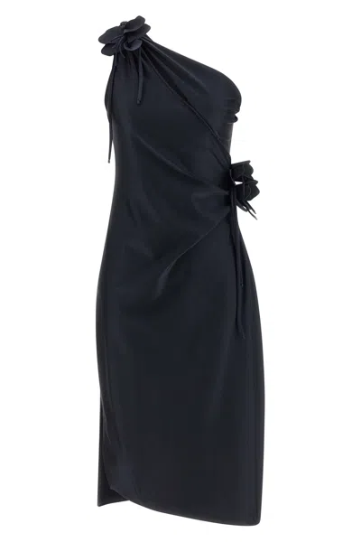 Coperni Fitted Mini Dress With Faux-flower Detailing In Black