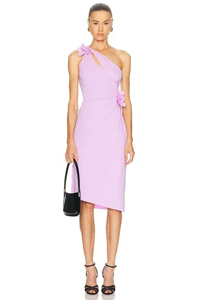 Coperni Asymmetric Mini Flower Dress In Pink