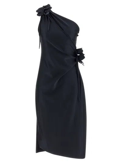 Coperni Fitted Mini Dress With Faux-flower Detailing In Black