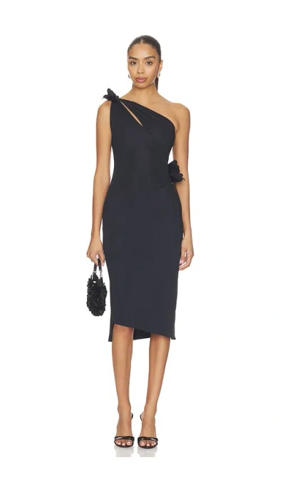 Coperni Asymmetric Mini Flower Gown In Black