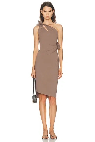 Coperni Asymmetric Mini Flower Gown In Brown
