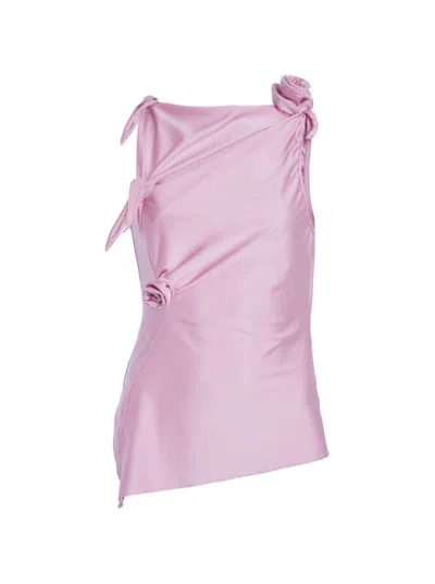 COPERNI COPERNI ASYMMETRIC NECKLINE TOP WITH DECORATIVE ROSE DETAILING