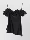 Coperni Asymmetric Off-shoulder Ruffled Spaghetti Straps Top