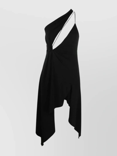 Coperni Asymmetric One-shoulder Dress With Draped Detailing In Black