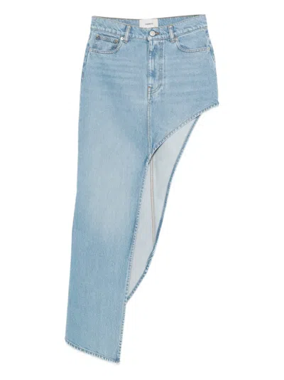 Coperni Azzurro Light One-leg Asymmetric Denim Skirt In Blue