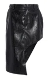 Coperni Asymmetric Python Embossed Skirt In Black