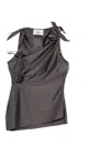 Coperni Asymmetric Rose-detail Top In Gray