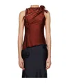 Coperni Flower-embellished Satin-jersey Top In Wine Red