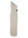 Coperni Asymmetrical Beige One-shoulder Midi Dress In Neutral