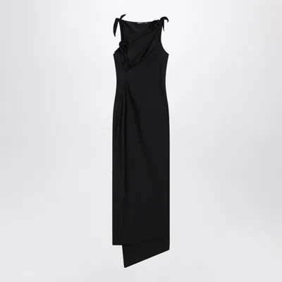 Coperni Women Asymmetric Flower Maxi Dress In Black