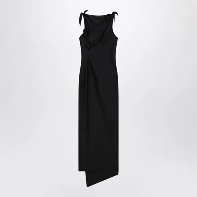 Coperni Asymmetrical Dress With Flowers In Black