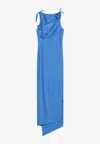 Coperni Womens Blue Sapphire Floral-embellished Asymmetric Stretch-jersey Maxi Dress In Blue