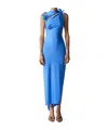 Coperni Womens Blue Sapphire Floral-embellished Asymmetric Stretch-jersey Maxi Dress In Blue