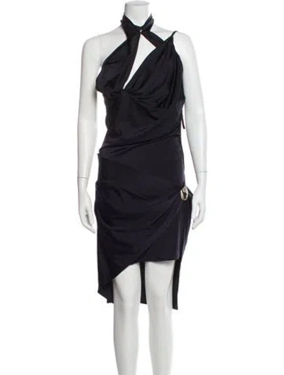 Pre-owned Coperni Asymmetrical Knee-length Dress In Black