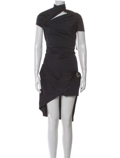 Pre-owned Coperni Asymmetrical Knee-length Dress In Black