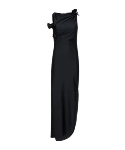 Coperni Asymmetrical Black Dress With Flowers