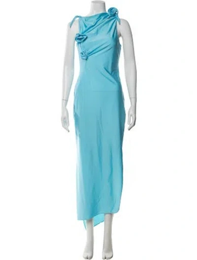 Pre-owned Coperni Asymmetrical Long Dress In Blue