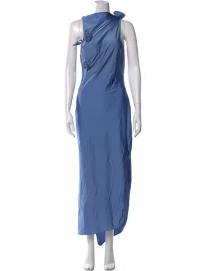 Pre-owned Coperni Asymmetrical Long Dress In Blue