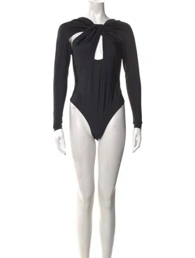 Pre-owned Coperni Asymmetrical Long Sleeve Bodysuit In Black