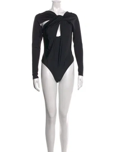 Pre-owned Coperni Asymmetrical Long Sleeve Bodysuit In Black