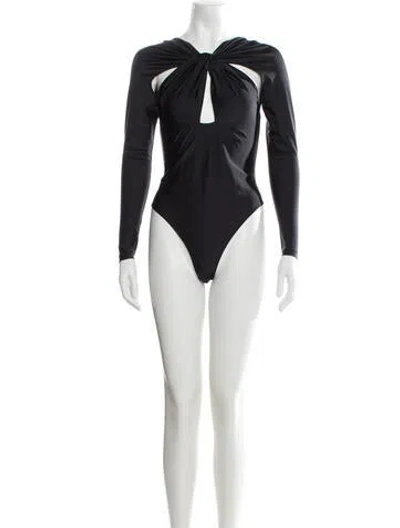 Pre-owned Coperni Asymmetrical Long Sleeve Bodysuit In Black