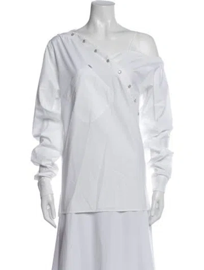 Pre-owned Coperni Asymmetrical Long Sleeve Button-up Top In White