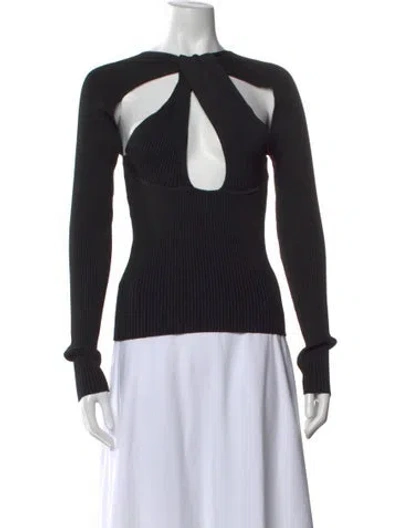 Pre-owned Coperni Asymmetrical Long Sleeve Top In Black