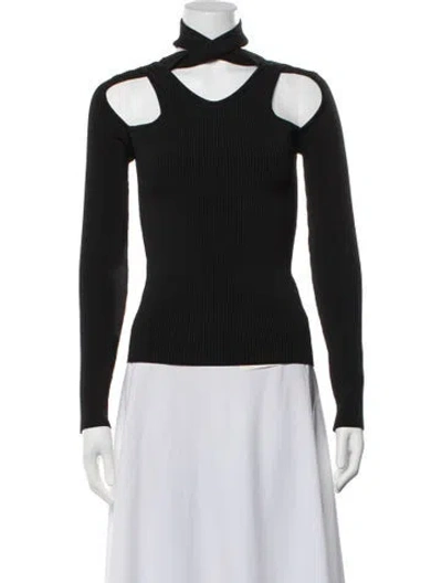 Pre-owned Coperni Asymmetrical Long Sleeve Top In Black