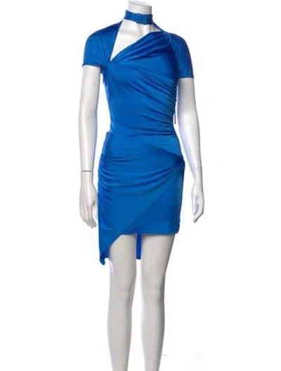 Pre-owned Coperni Asymmetrical Mini Dress In Blue