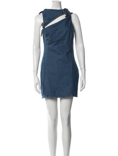 Pre-owned Coperni Asymmetrical Mini Dress In Blue