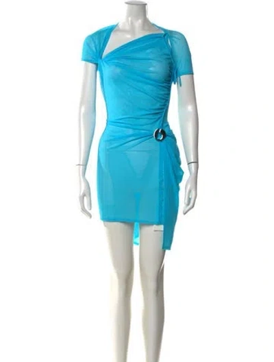 Pre-owned Coperni Asymmetrical Mini Dress W/ Tags In Blue